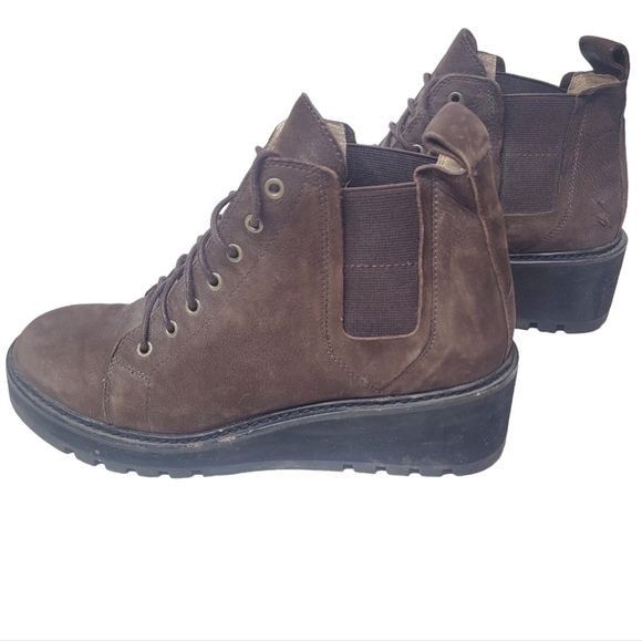 Eileen Fisher Club Suede Lace Up WedgeChelsea Boots Size 6 - Picture 4 of 7